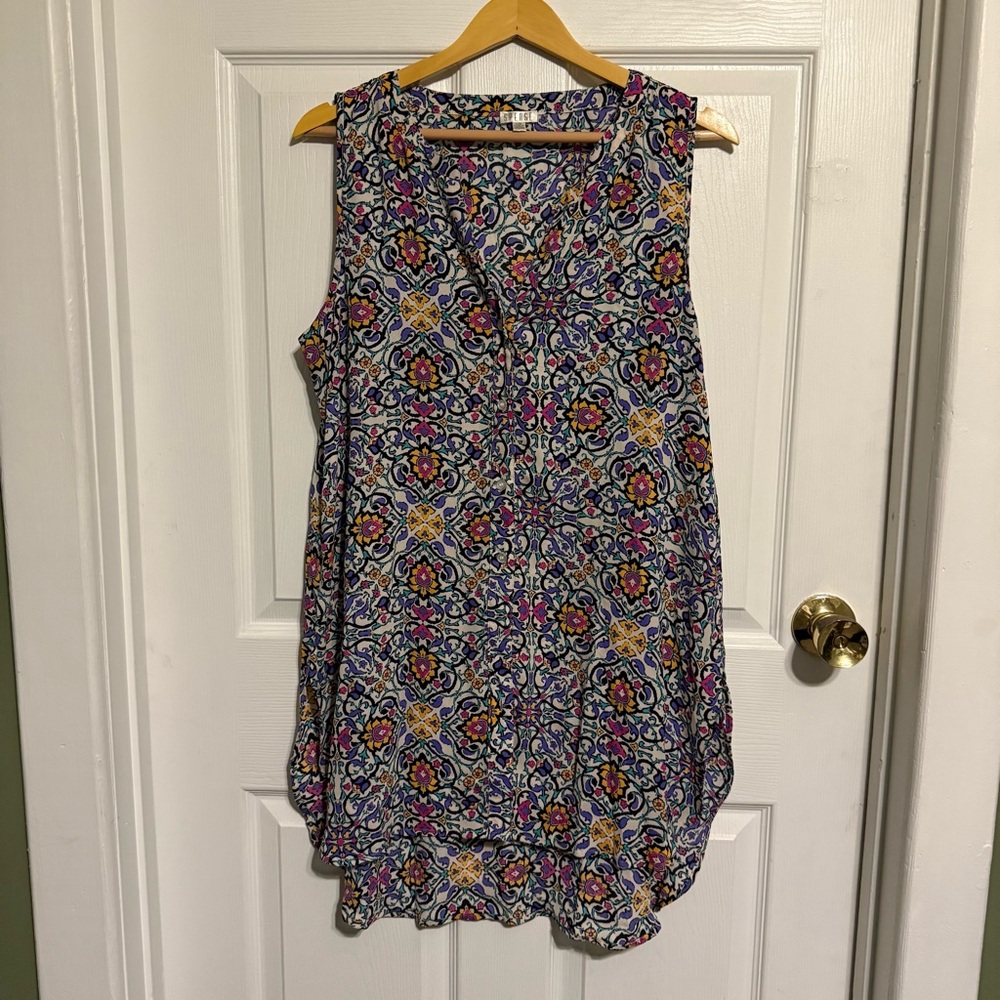 Spense Multicolor Sleeveless Button Front Dress